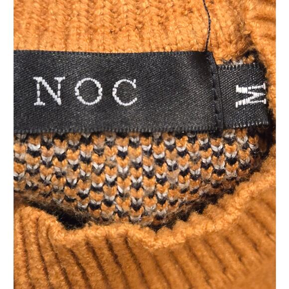 NOC Cheetah Brown Mock Neck Long Sleeve Pullover Sweater Medium 3/4 Sleeve - Picture 6 of 9